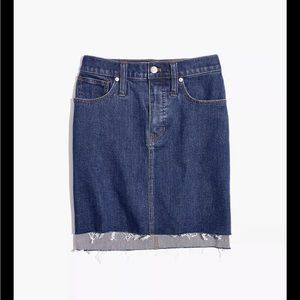 Madewell Size 27 Stretch Denim Jean Straight Mini Skirt Step-Hem Edition EUC